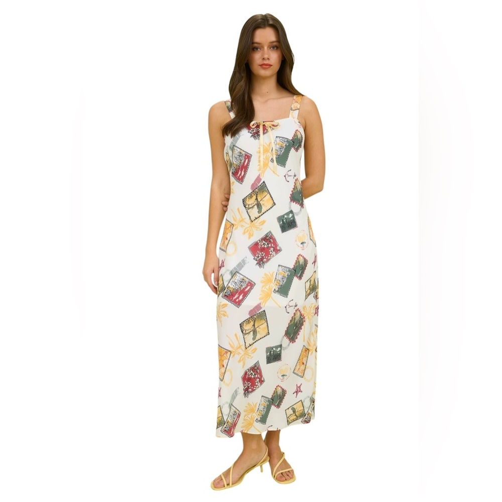 The Workshop Letters From Afar Italy Artsy Colorful Maxi Dress Size Large NWT